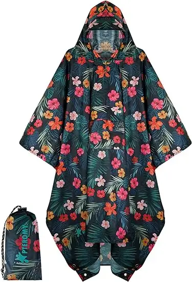 PTEROMY Hooded Rain Poncho for Adult with Pocket - 71xgbnybjsl._ac_sy550_